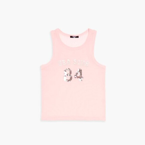 Girls Fashion Pink Sequin Embellished Sea Side 84 Mesh Tank Top Size 9-10 - Picture 4 of 4